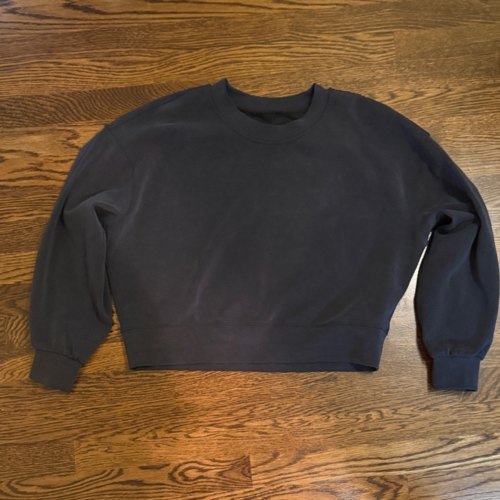 Lululemon Softstreme Cropped Charcoal Crewneck Sweatshirt